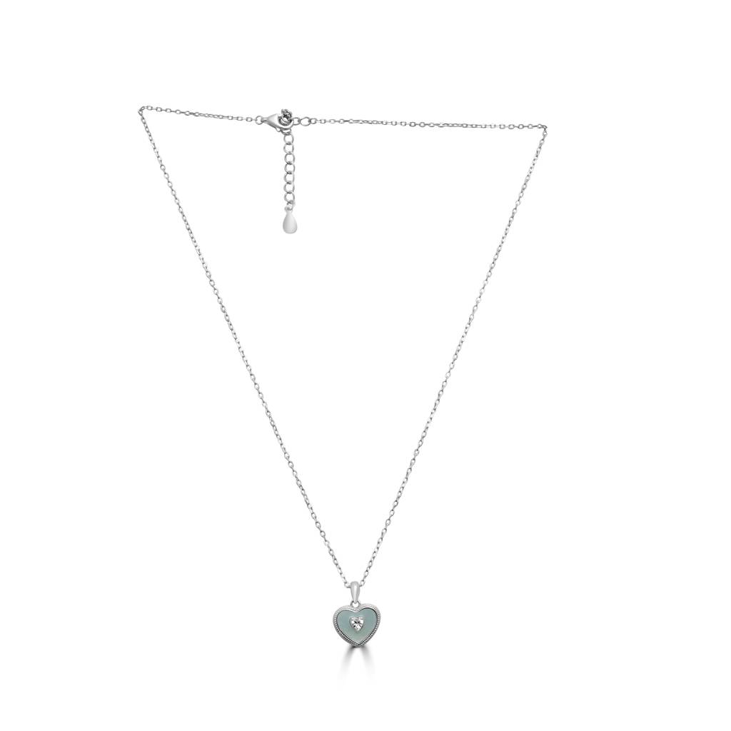 925 Pure Silver Plated Double Layered Heart Necklace | Heart Silver Necklace : CP1019