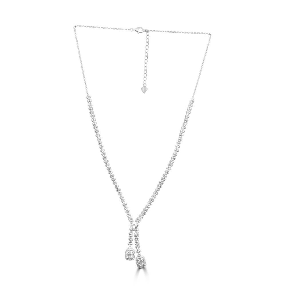 925 Pure Silver Necklace & Earrings, Ring Combo Set | Silver Wedding Jewelry Set : NL1048B
