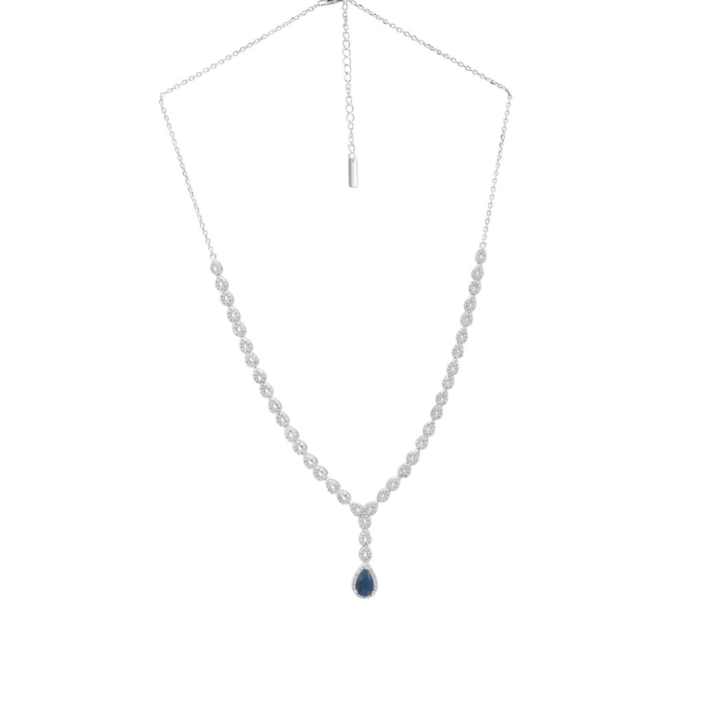925 Sterling Silver Striking Blue Drop Neckpiece Set | : NL1049A