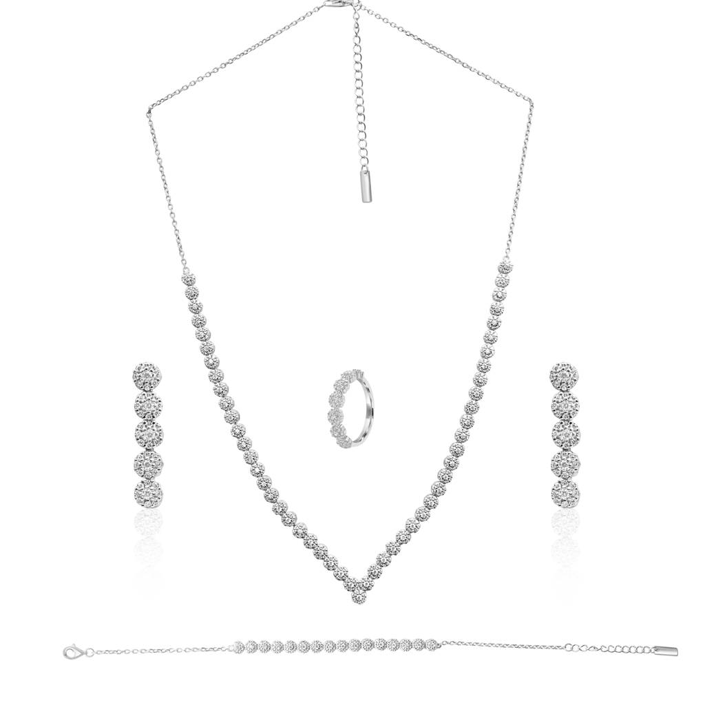 Elegant 925 Sterling Silver Necklace & Earring Set Combo | : NL1046B