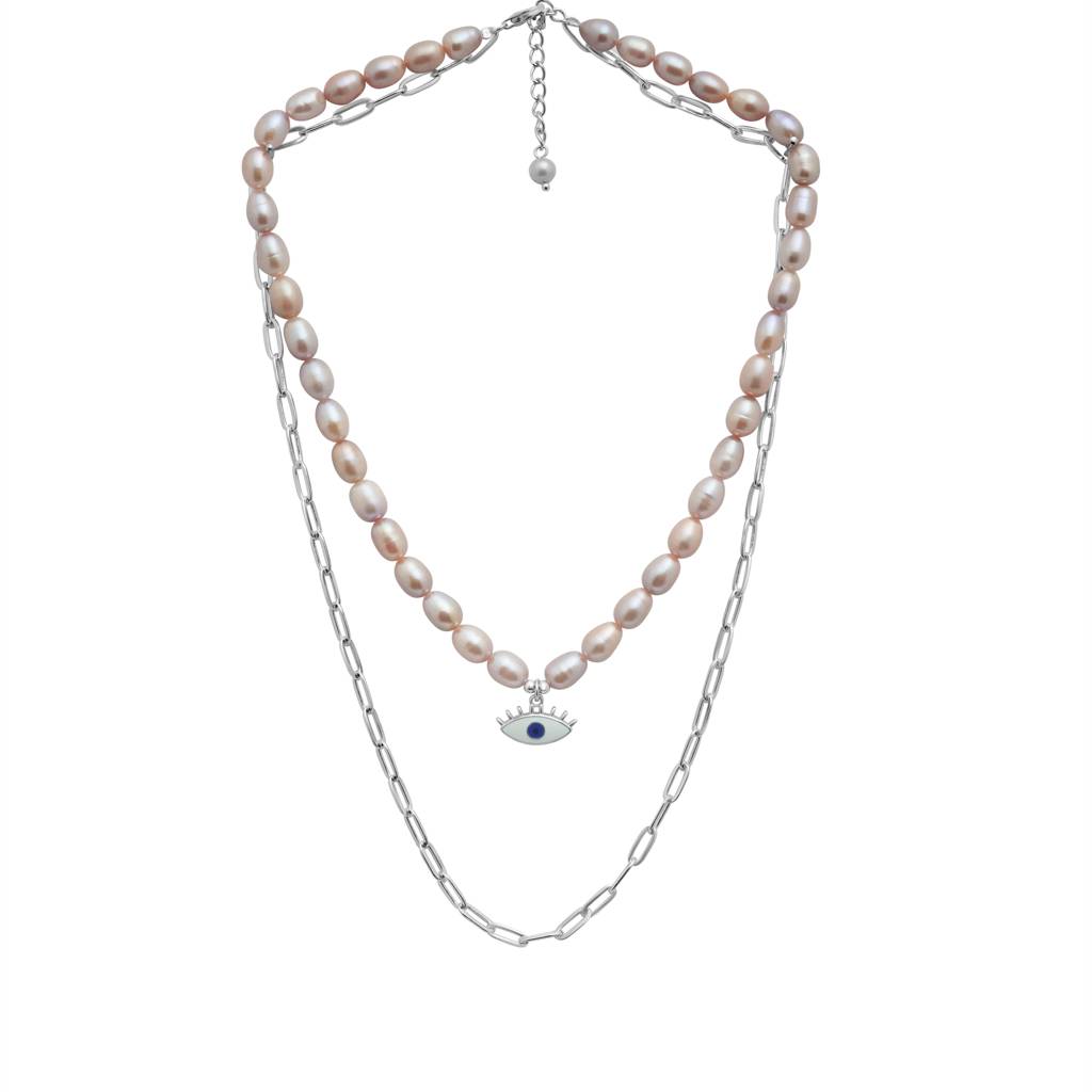 925 Pure Silver Boho Beaded Layered Choker Necklaces | Classic Layered Necklace : NL1054