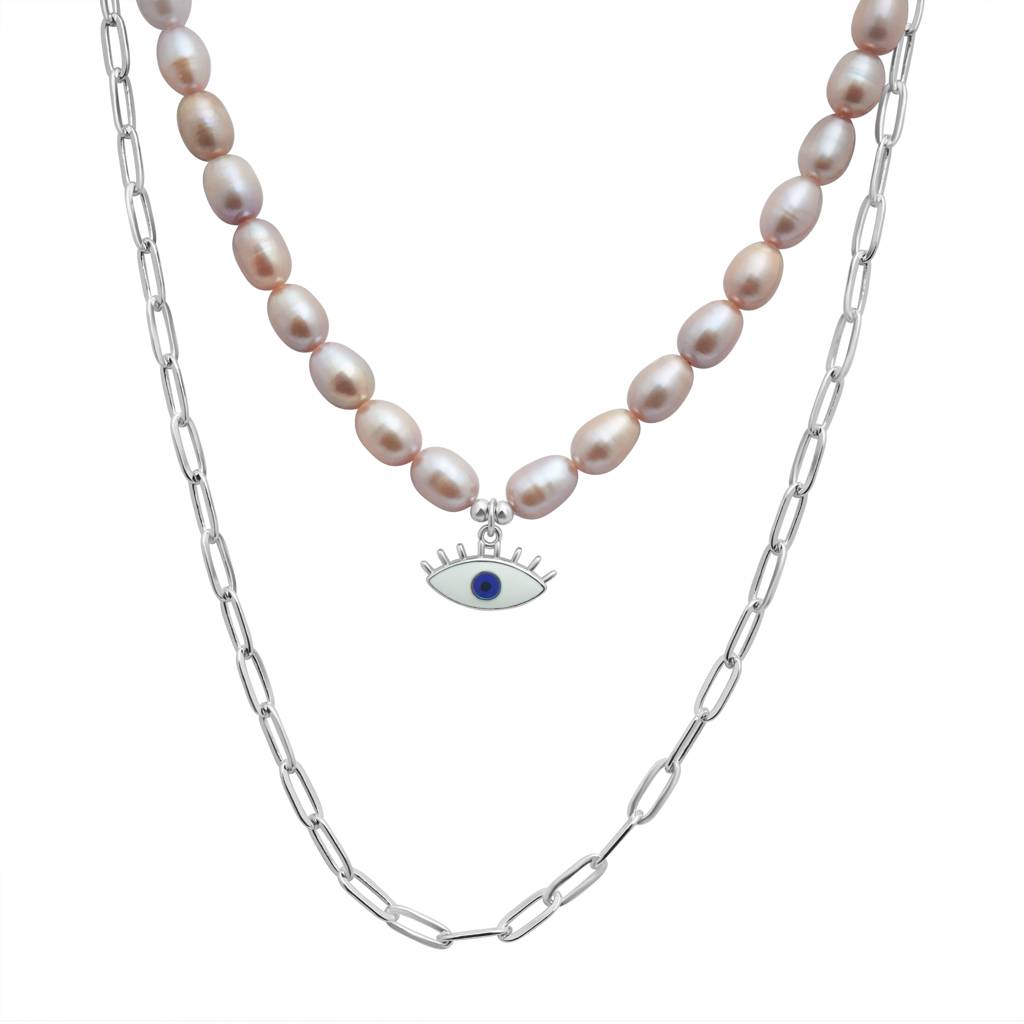 925 Pure Silver Boho Beaded Layered Choker Necklaces | Classic Layered Necklace : NL1054