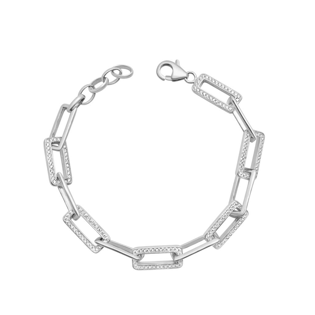 925 Sterling Silver Paperclip Chain Bracelet | Minimalist Bracelet : BR1061