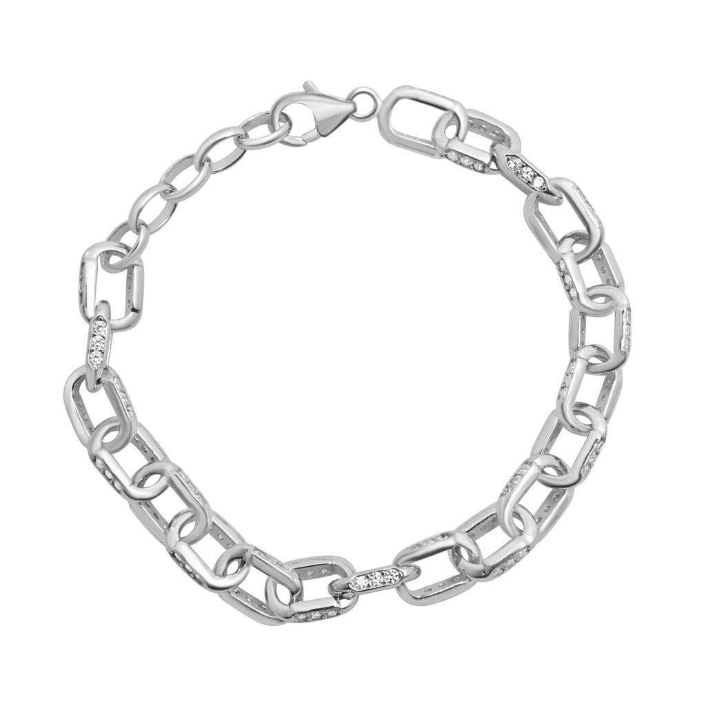 925 Sterling Silver Dainty Oval Paper Clip Chain Bracelet |Handmade Bracelets : BR1057