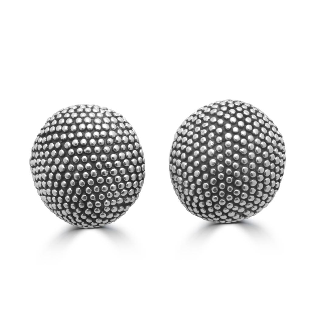 925 Sterling Silver Textured Ball Post Earrings | Textured Round Studs : TWP1165