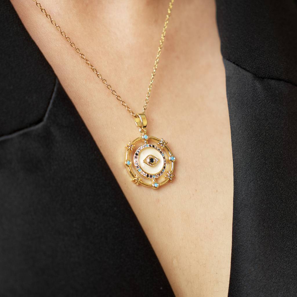 The White Evil Eye Necklace : TN21
