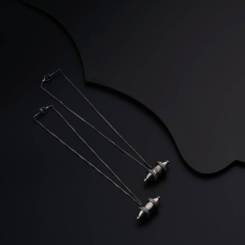 Kashmir Dejhoor Earring : Silver Oxidised Finish : Silver_Kashmiri_Dejhoor