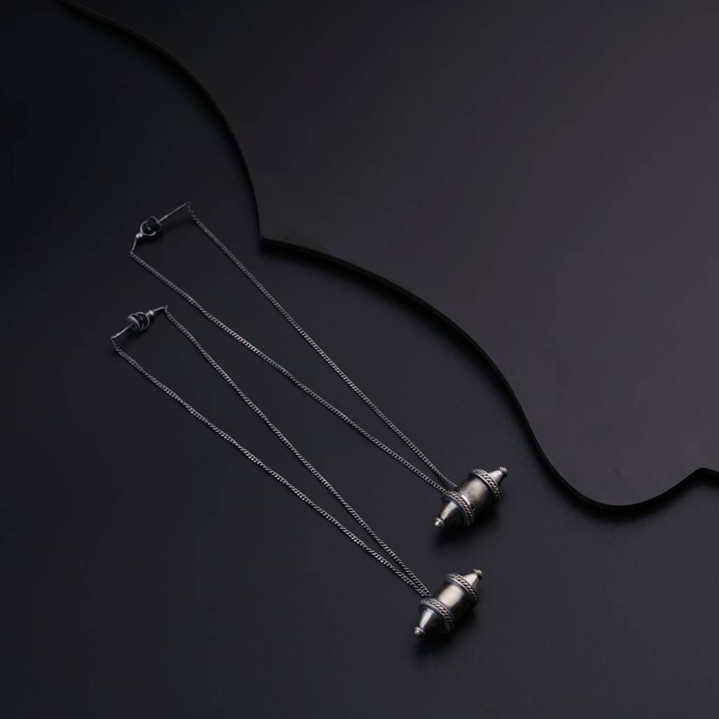 Kashmir Dejhoor Earring : Silver Oxidised Finish : Silver_Kashmiri_Dejhoor