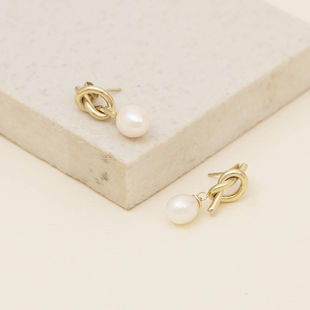 Knotted Pearl Drop Earrings : TE35