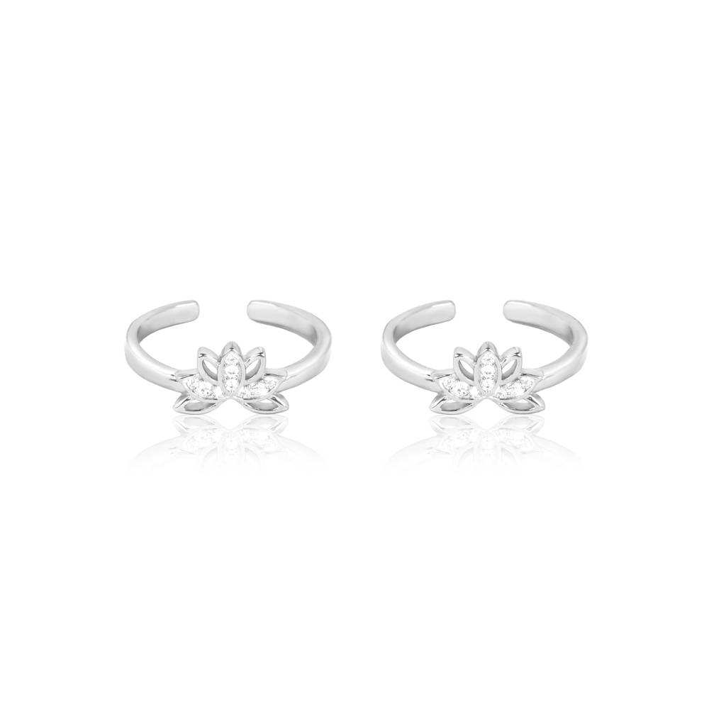 925 Sterling Silver Opulent Lotus Toe Rings : RJSPTR01