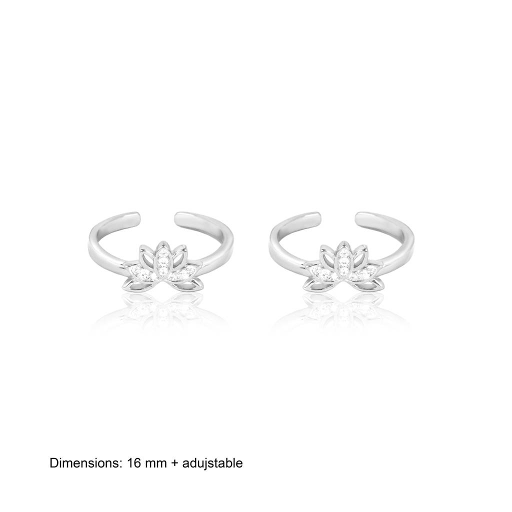 925 Sterling Silver Opulent Lotus Toe Rings : RJSPTR01