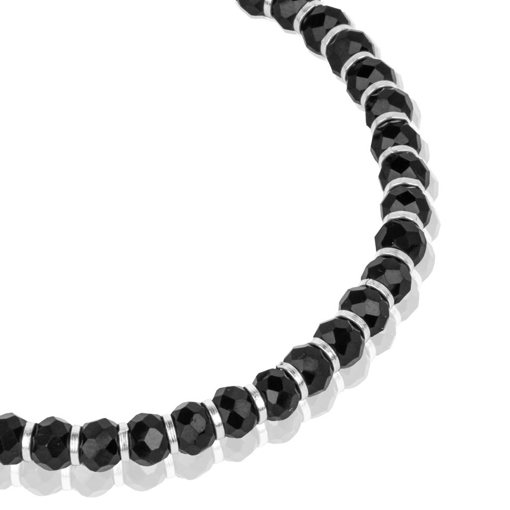 925 Sterling Silver Black Beaded Silver Kids Bracelet : RJSPKD02