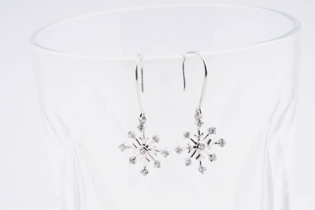 Silver Snowflake Drop Earrings : ZLE-1007