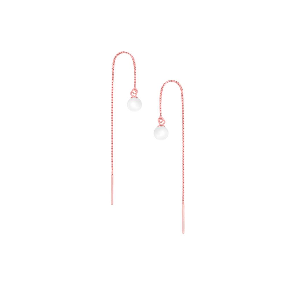 925 Sterling Silver Rose Gold Drop Pearl Sui Daga Earrings : RJSPER32