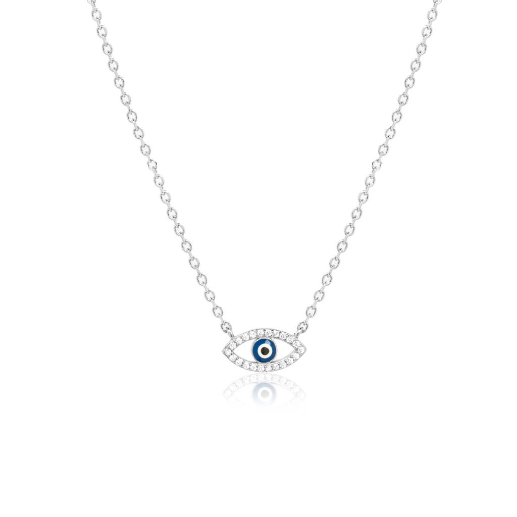 925 Sterling Silver Evil Eye Pendant With Chain : RJSPPN36