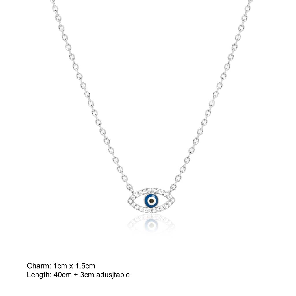 925 Sterling Silver Evil Eye Pendant With Chain : RJSPPN36
