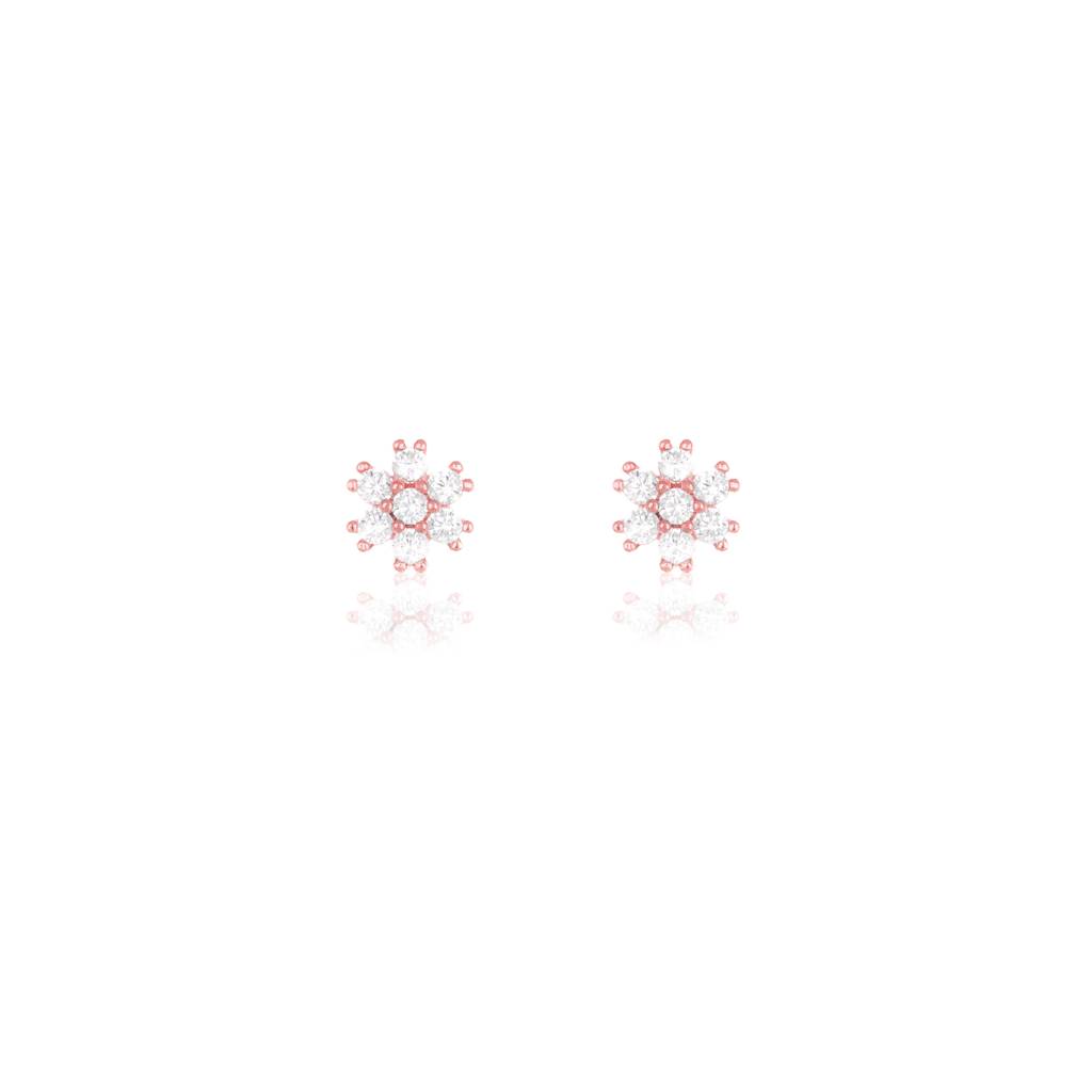 925 Sterling Silver Rose Gold Daisy Studs : RJSPER31