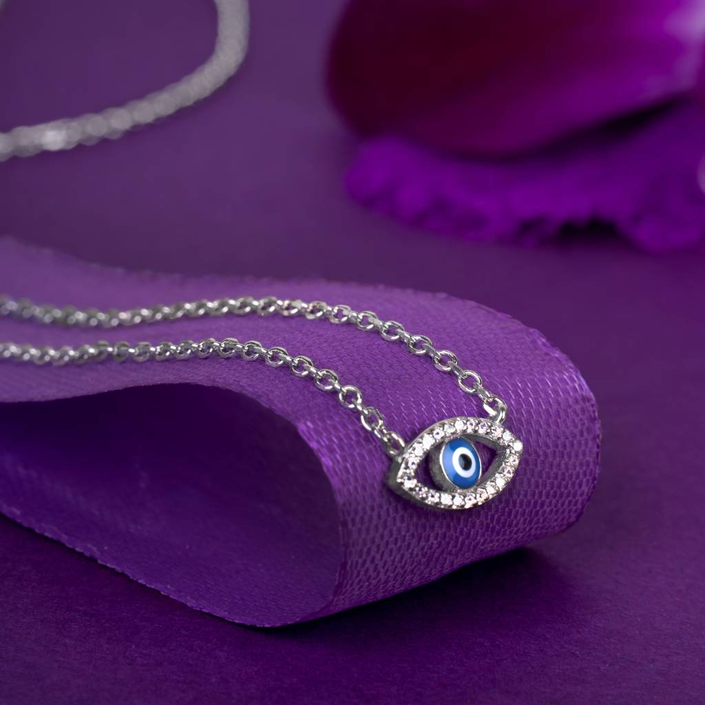 925 Sterling Silver Evil Eye Pendant With Chain : RJSPPN36