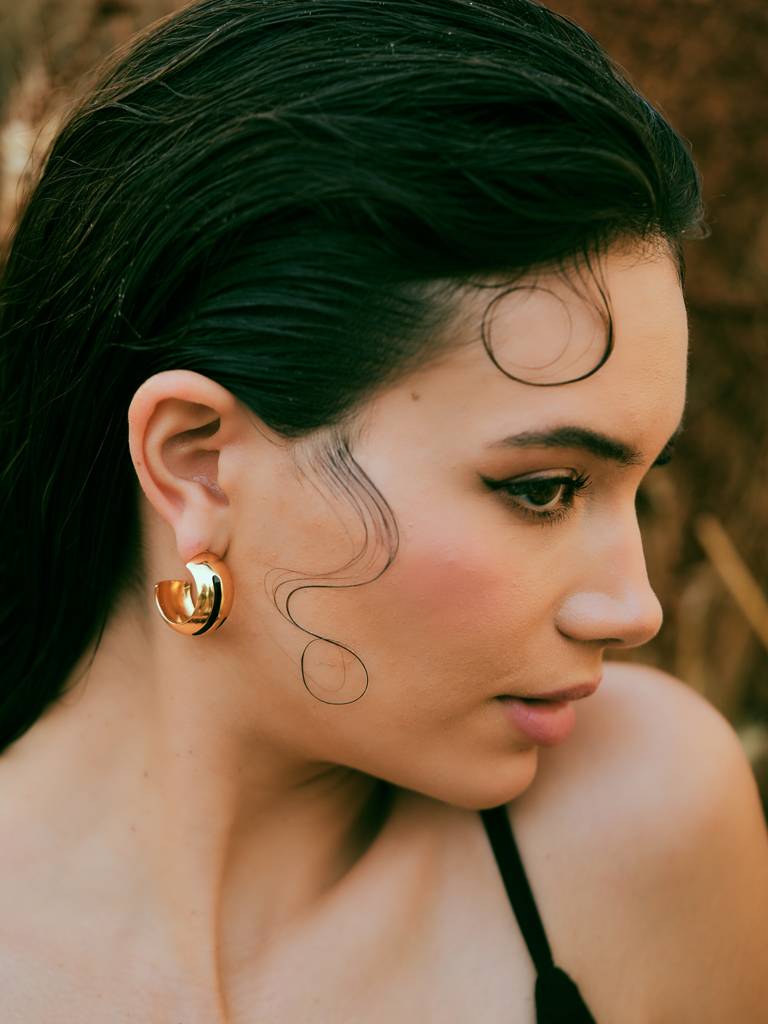 Luna Enamel Gold Hoops : VACC25ER06B