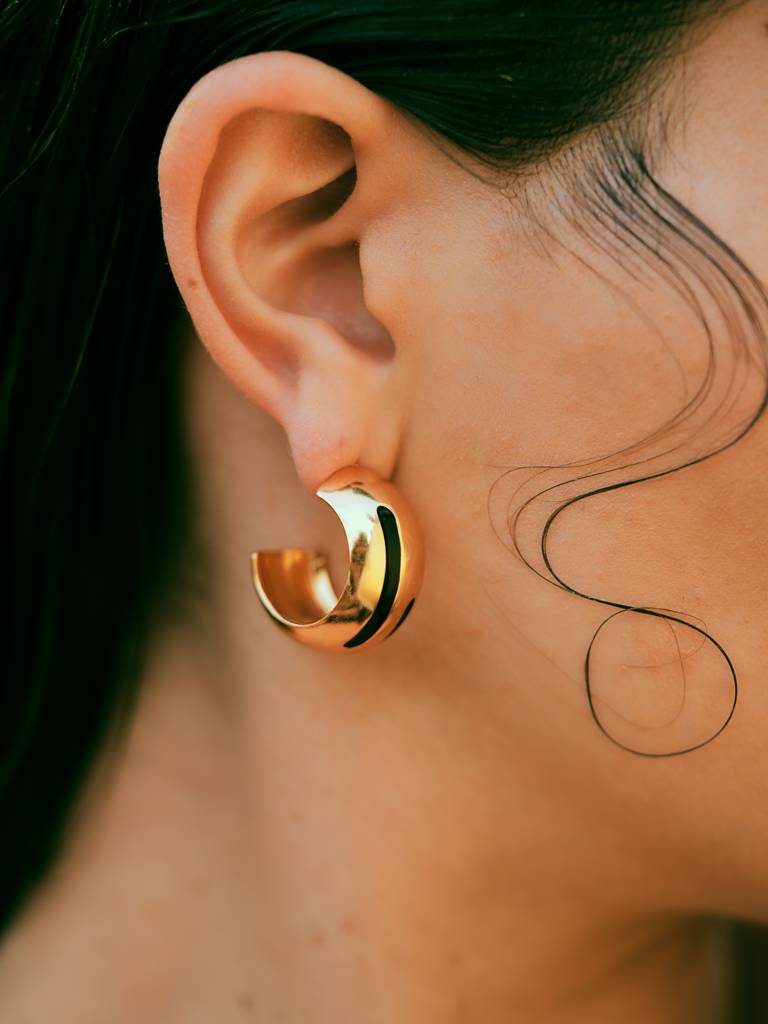 Luna Enamel Gold Hoops : VACC25ER06B