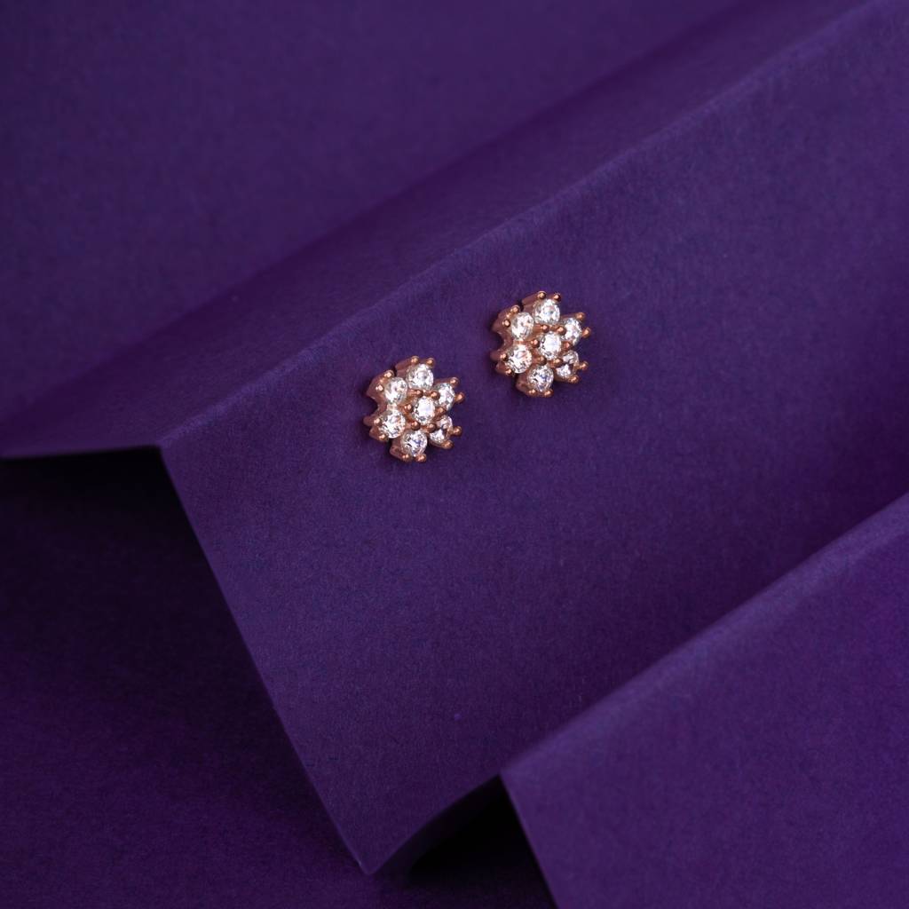 925 Sterling Silver Rose Gold Daisy Studs : RJSPER31