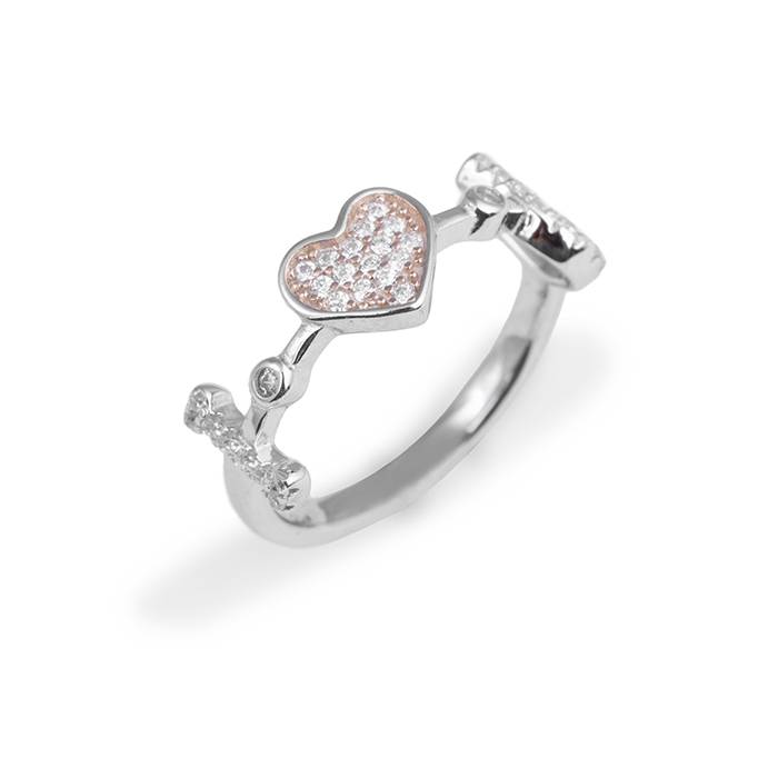 Love Heart-Crafted Silver Ring : LR26