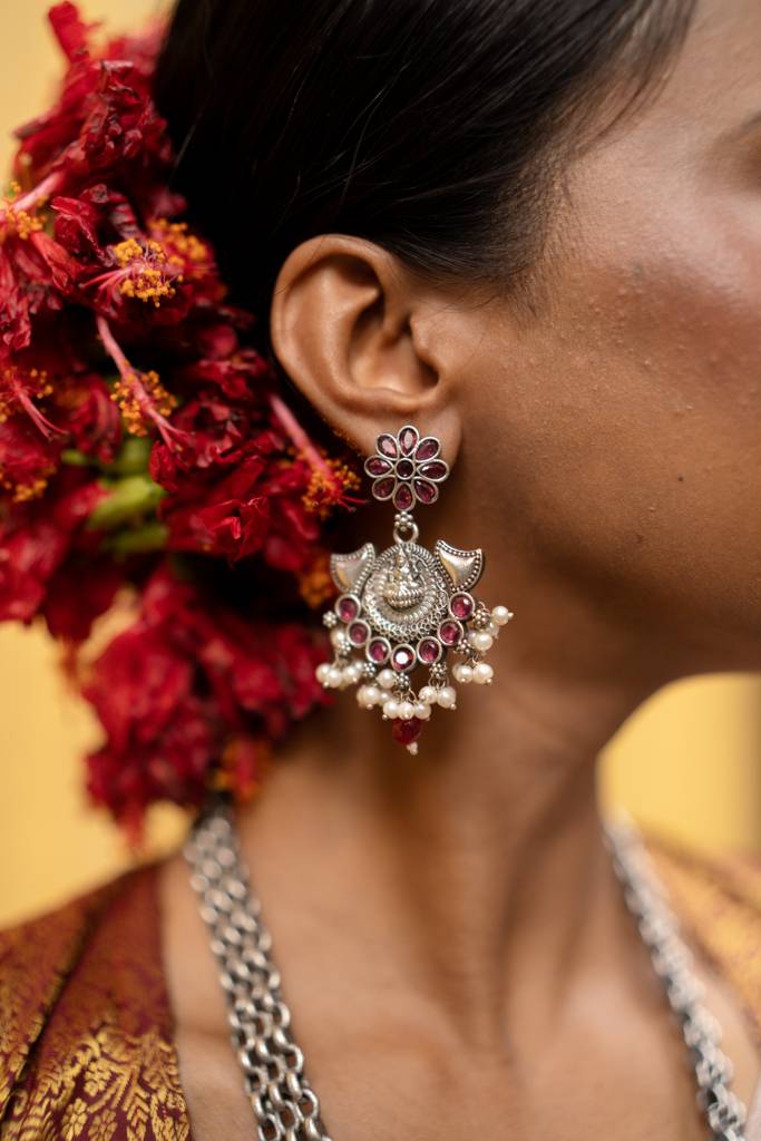 Oxidised Temple Long Necklace Set : JP-1350-R