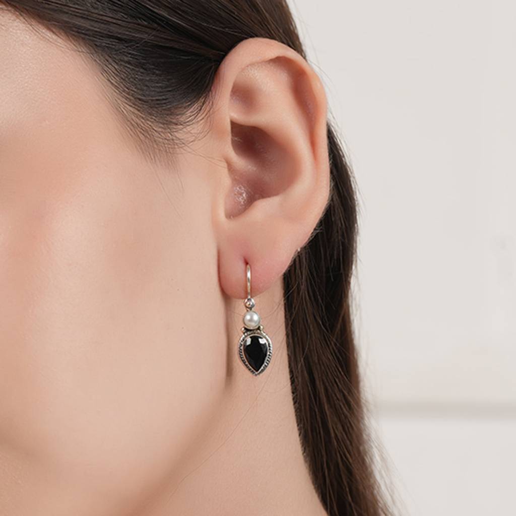 Black & White Silver Earrings : SSE897