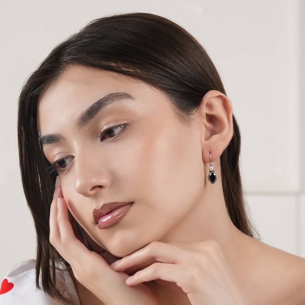 Black & White Silver Earrings : SSE897