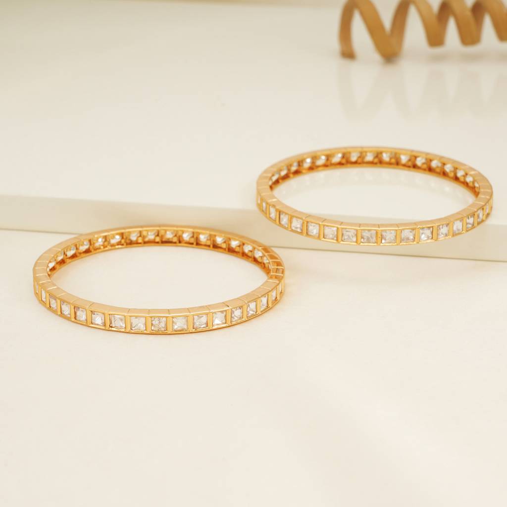 Stunning Kundan Line Gold Plated Bangle Set : SJ265