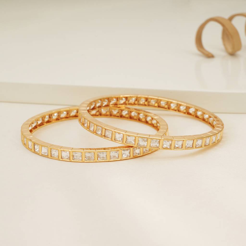 Stunning Kundan Line Gold Plated Bangle Set : SJ265