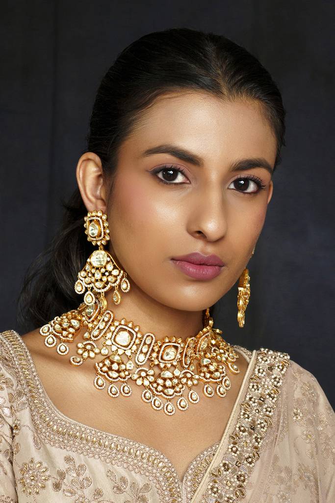 Bold And Dramatic Moissanite Necklace Set With Earrings : ZGJM65