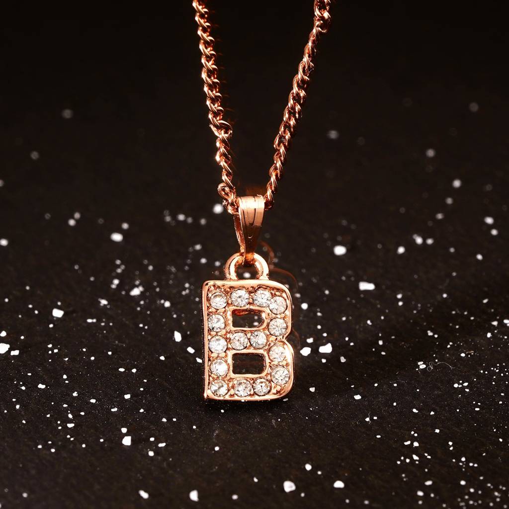 Estele Rose Gold Plated Premium Bijou Letter Pendant With Crystals