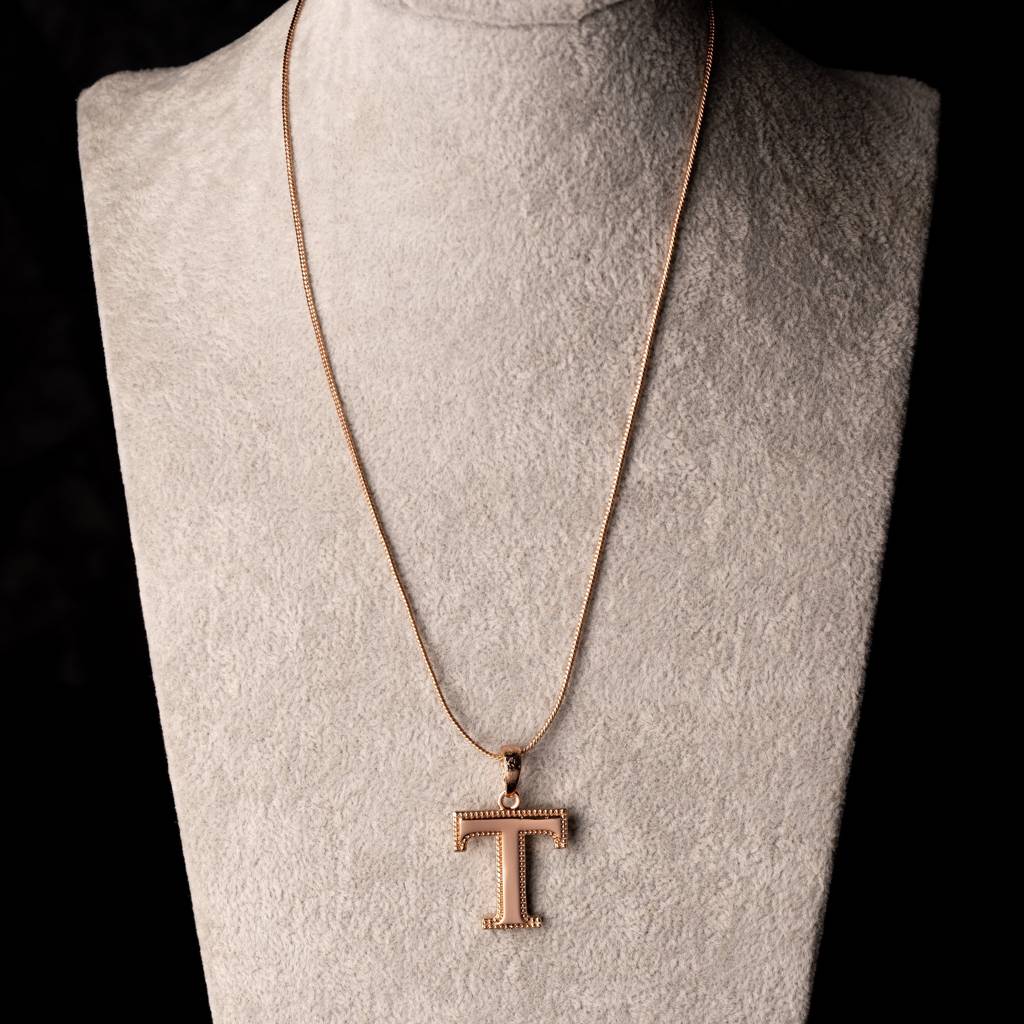 Estele Rosegold Plated Trendy "T" Charm Alphabet Initials Pendant For Women : 1009-TPENDANT