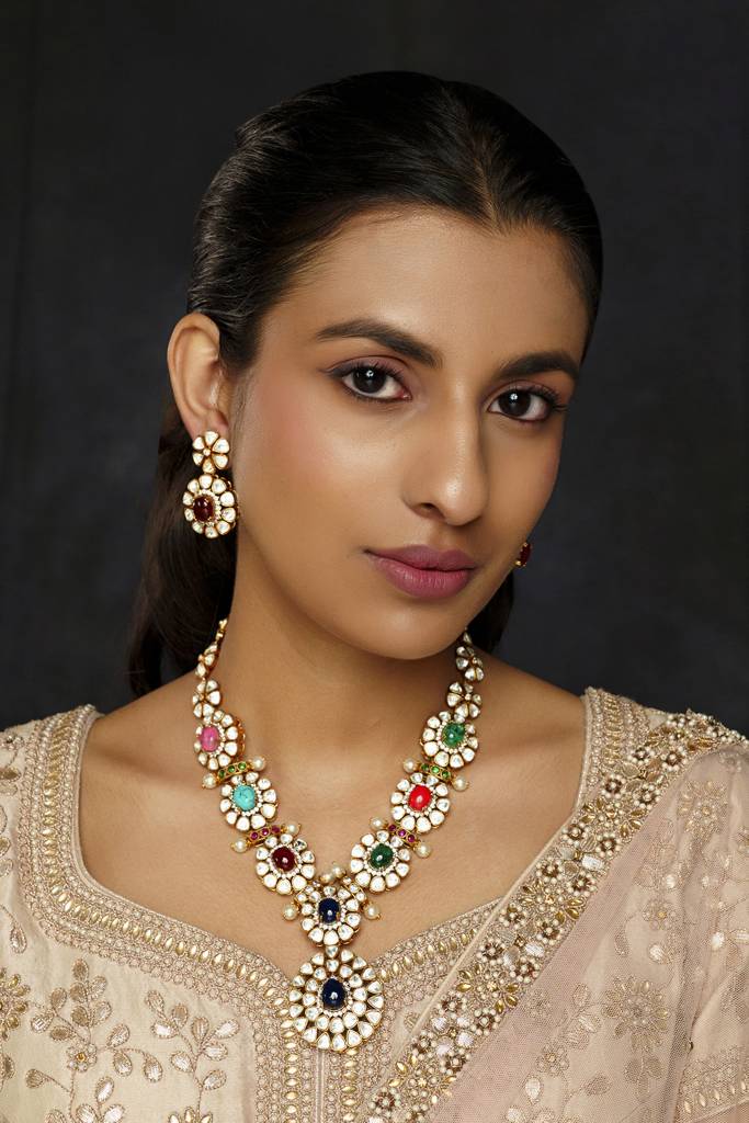 Colorful And Elegant Moissanite Long Set With Earrings : ZGRR61