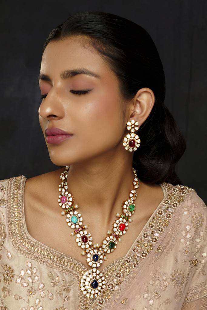 Colorful And Elegant Moissanite Long Set With Earrings : ZGRR61