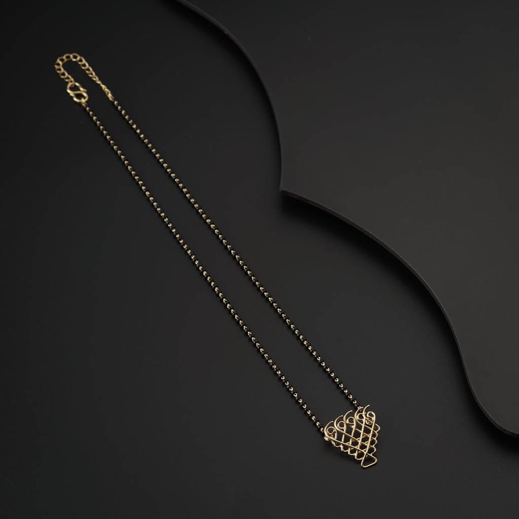 Saraswati Mangalsutra ( Motif Size : Small ) |  92.5 Silver | 22K Gold Plated : Saraswati_Mangalsutra_May24