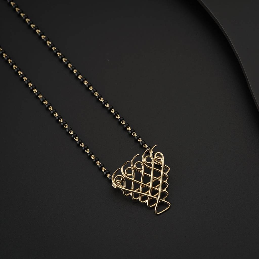 Saraswati Mangalsutra ( Motif Size : Small ) |  92.5 Silver | 22K Gold Plated : Saraswati_Mangalsutra_May24