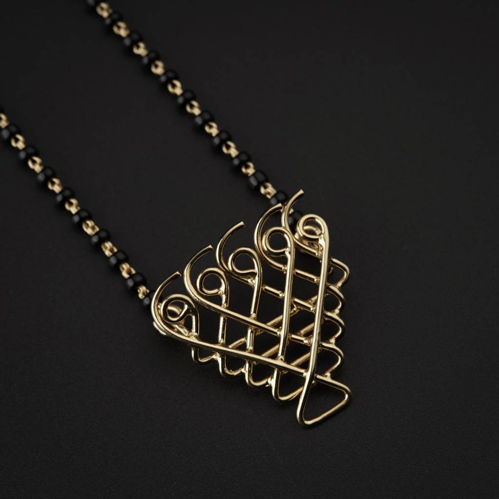 Saraswati Mangalsutra ( Motif Size : Small ) |  92.5 Silver | 22K Gold Plated : Saraswati_Mangalsutra_May24