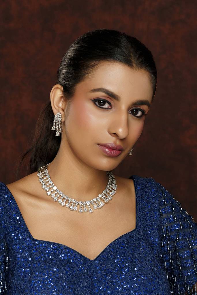 Bold And Dramatic Diamond Set With Earrings. : ZGRK215