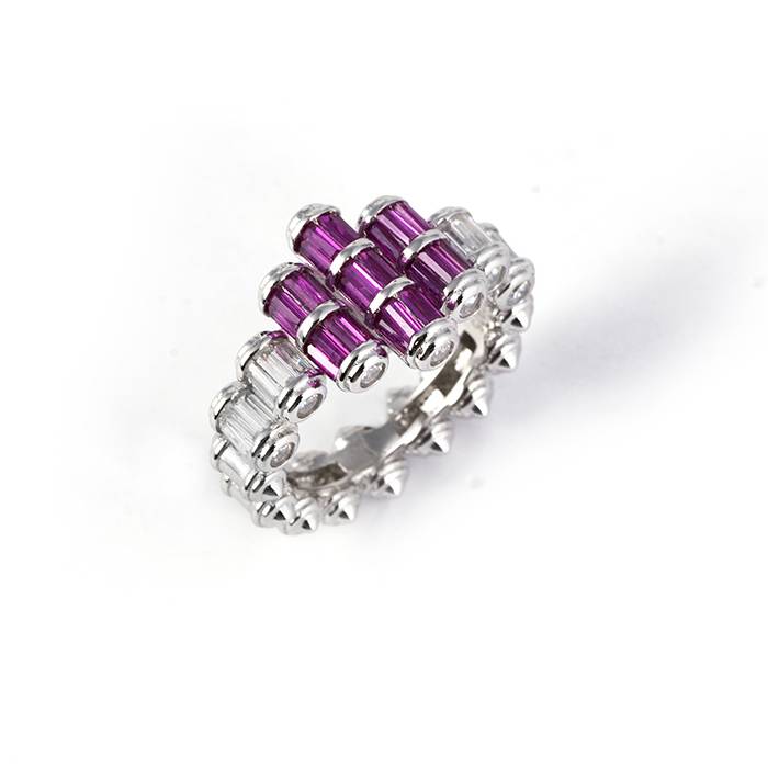 Vibrant Mosaic Silver Ring : LR708