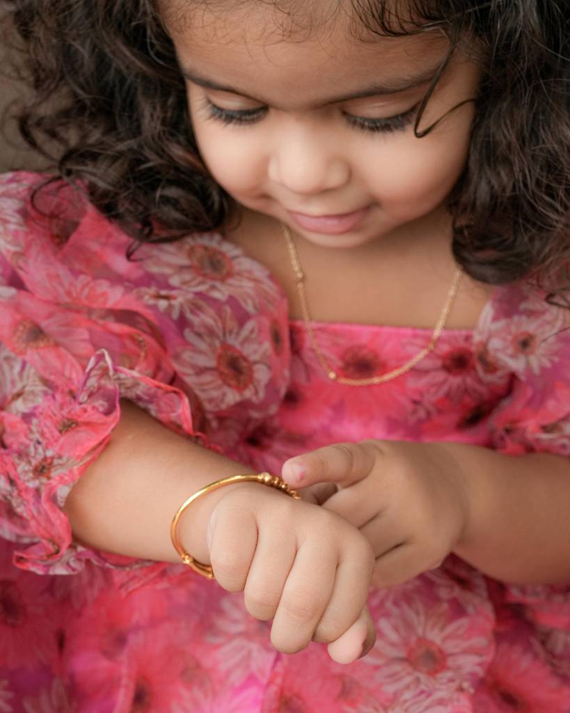 925 Silver Hypoallergenic 18Kt Gold-Plated Baby Bangle : F1001GoldBangleBaby