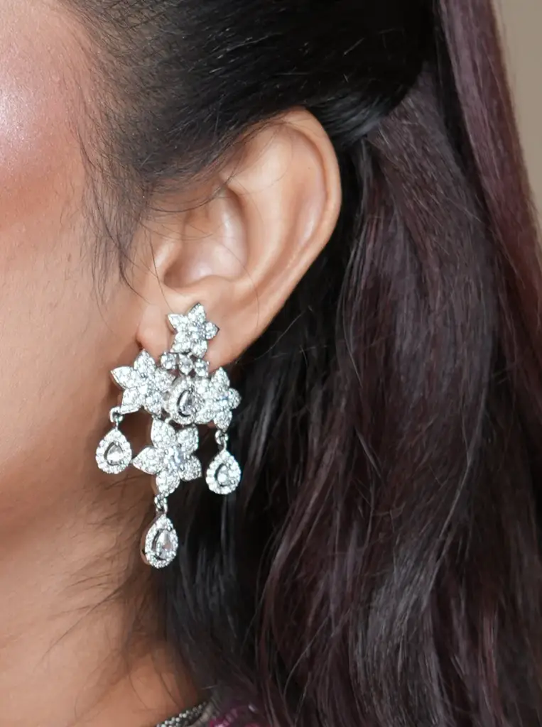 Cocktail Look American Diamond Necklace Set - With Earings : CED32368