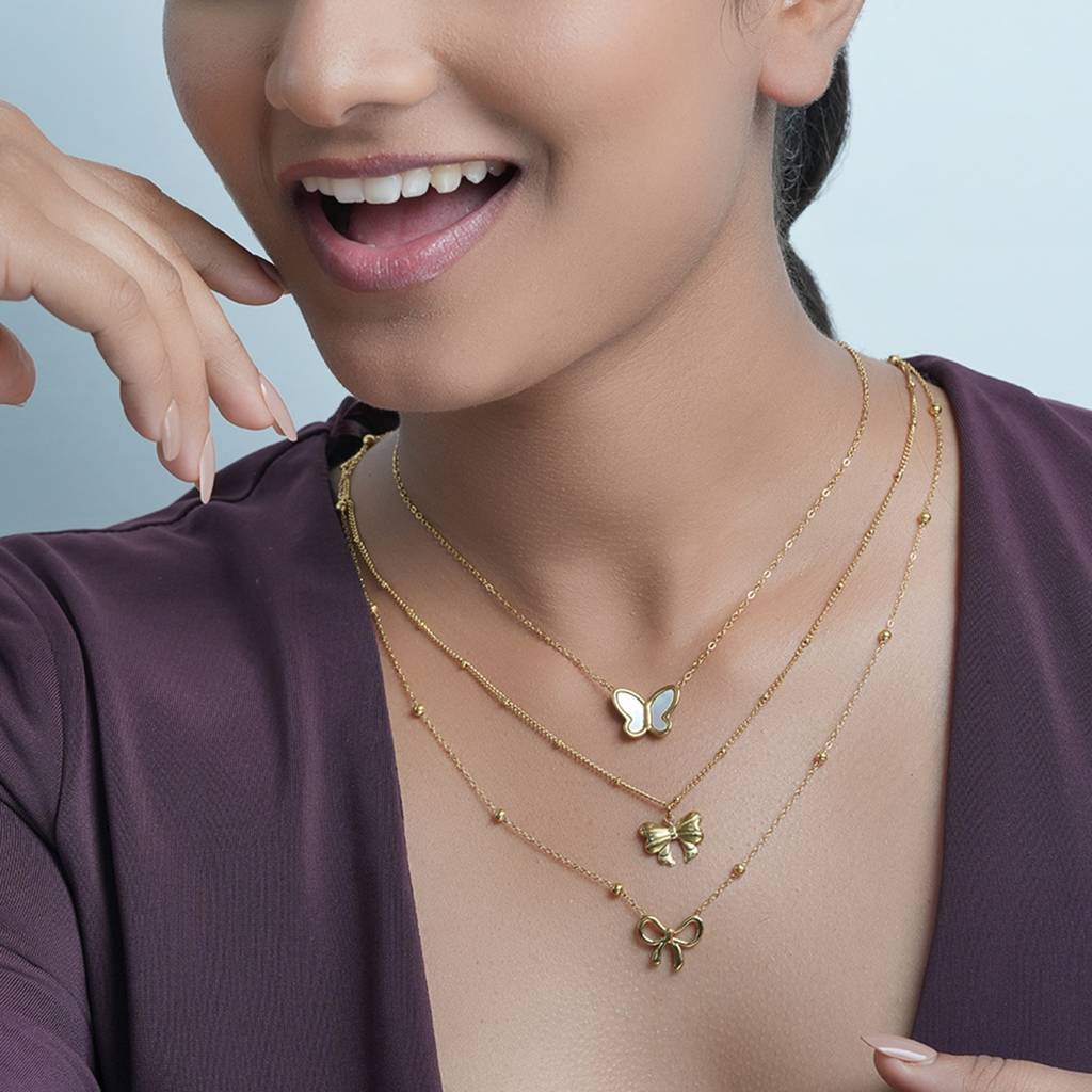 18K Gold Plated Waterproof Antitarnish White Shell Butterfly Pendant Necklace : ANX0125PN213