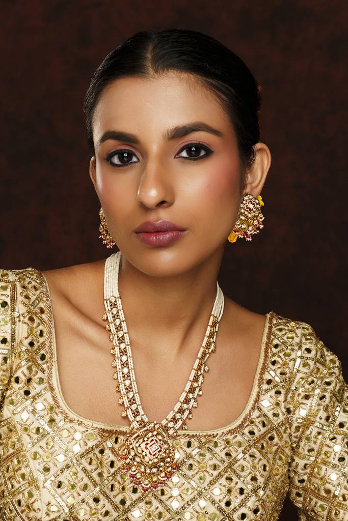Elegant And Classy Long Kundan Necklace With Green Stones : ZGJA158