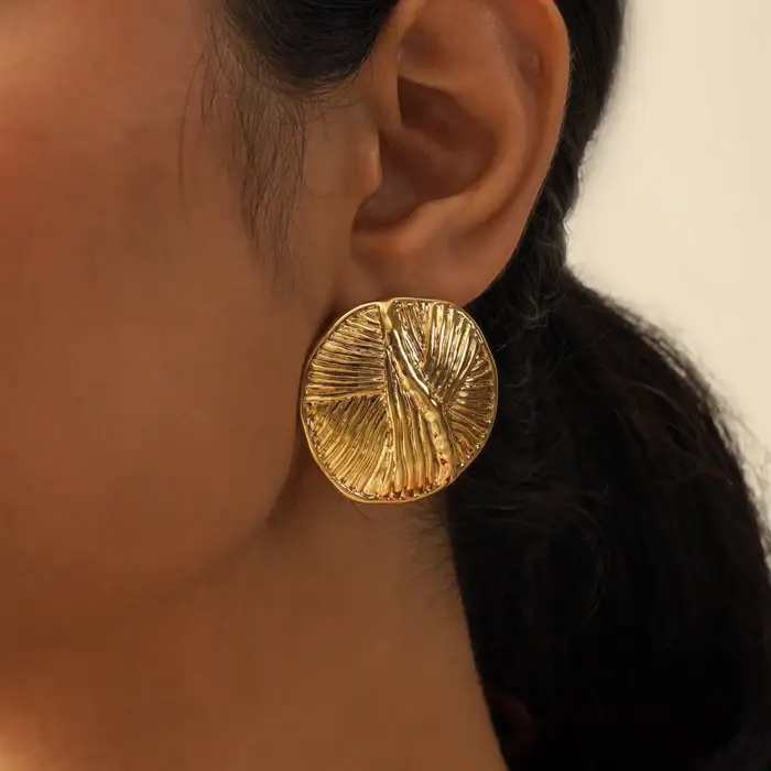 Tfc Roundy Round Gold Plated Stud Earrings : 10042