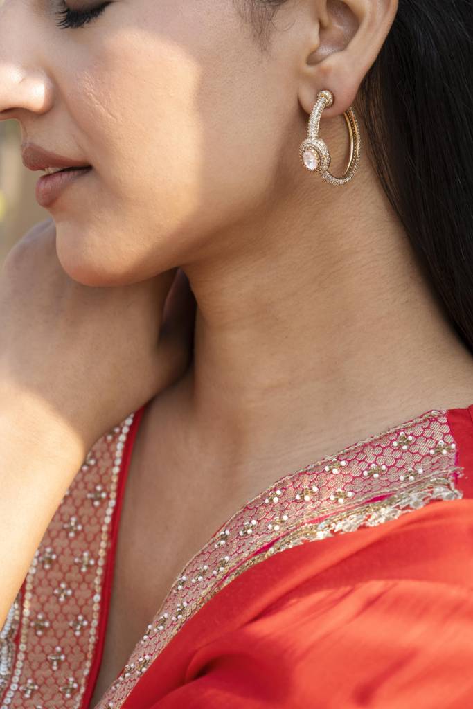 Bina Polki Hoop Earrings : ER293