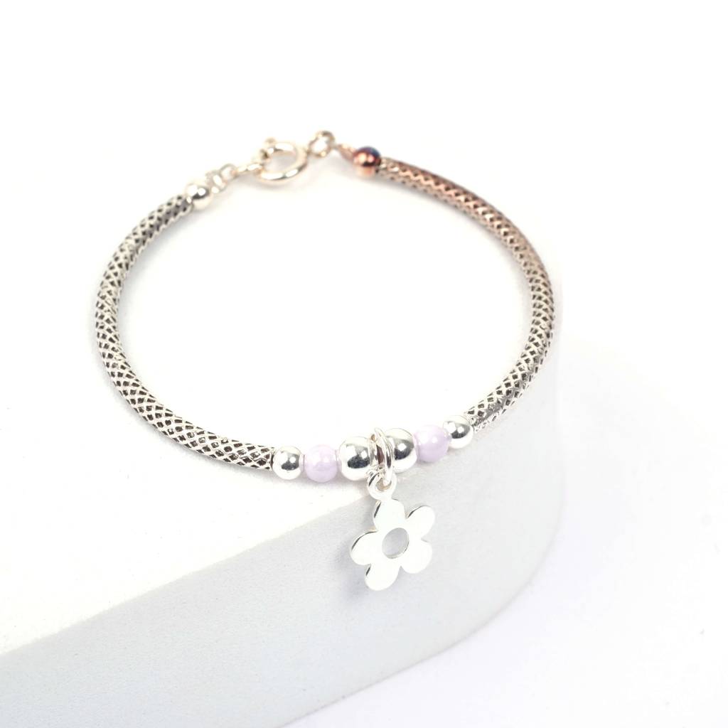 Flower 925 Silver Adjustable Kids Bangle : FlowerBangle