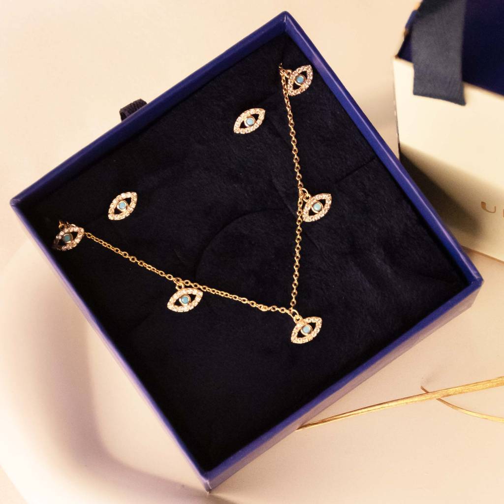 Minimal-Evil-Eye-Necklace-Gift-Set : NS18
