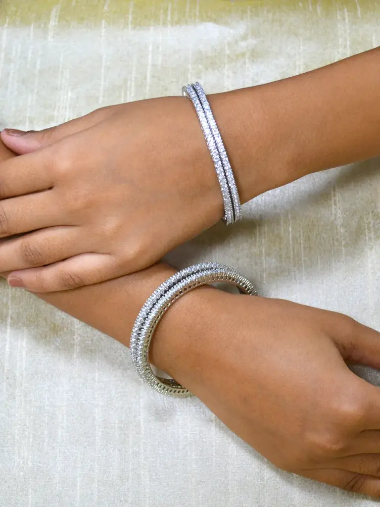American Diamond Look Alike Bangle Pair : QJSEP56